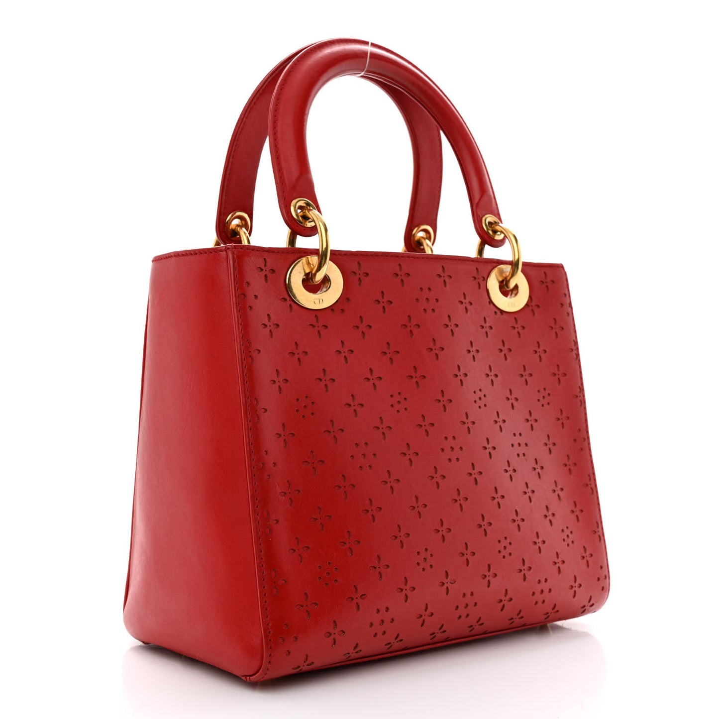 Calfskin Laser Cut Medium Lady Dior Red