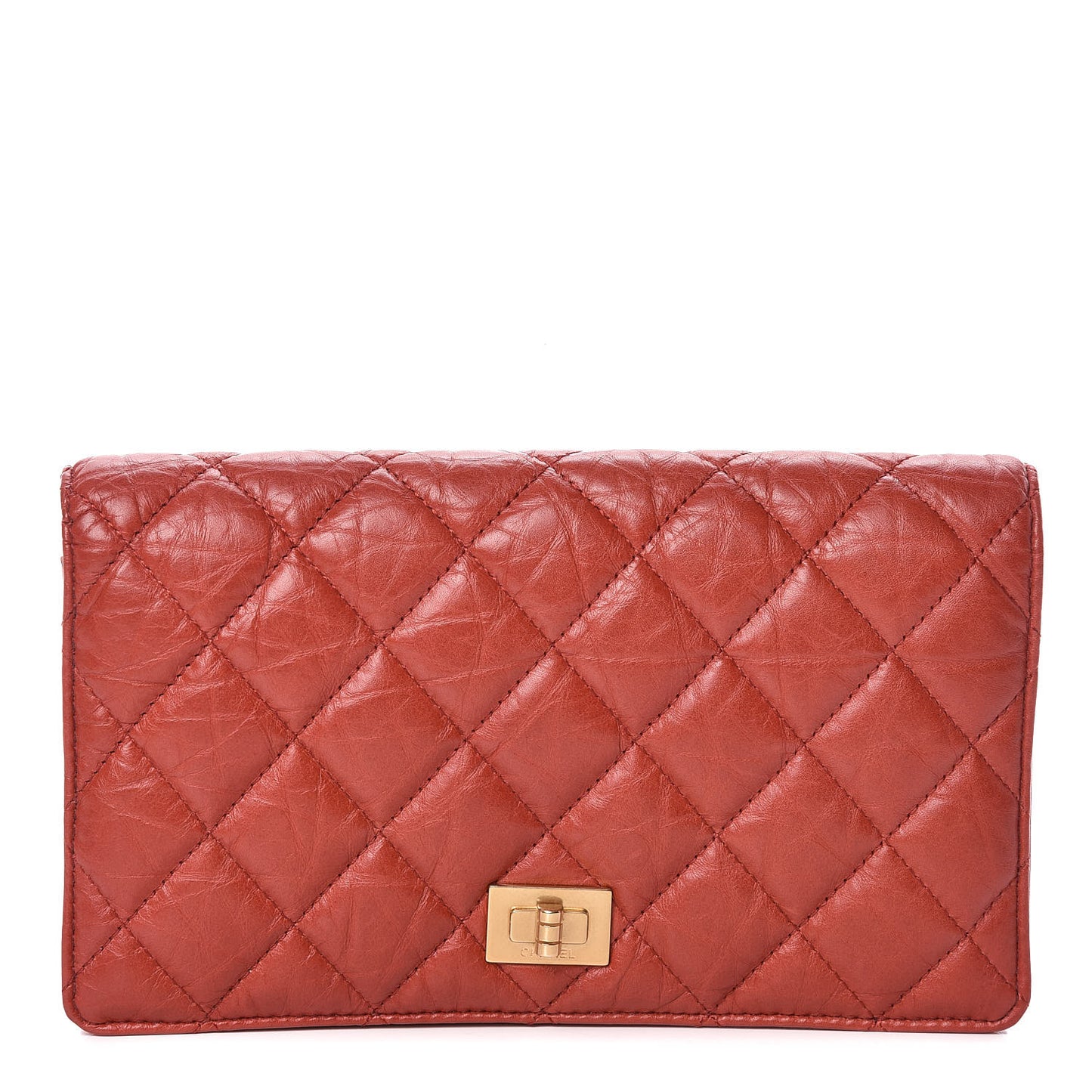 Aged Calfskin Quilted Reissue Yen Wallet Red