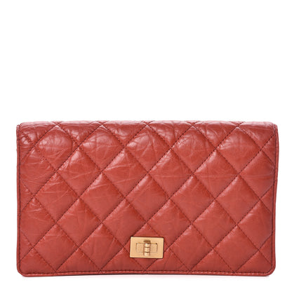 Chanel Aged Calfskin Quilted Reissue Yen Wallet Red 1 of 9