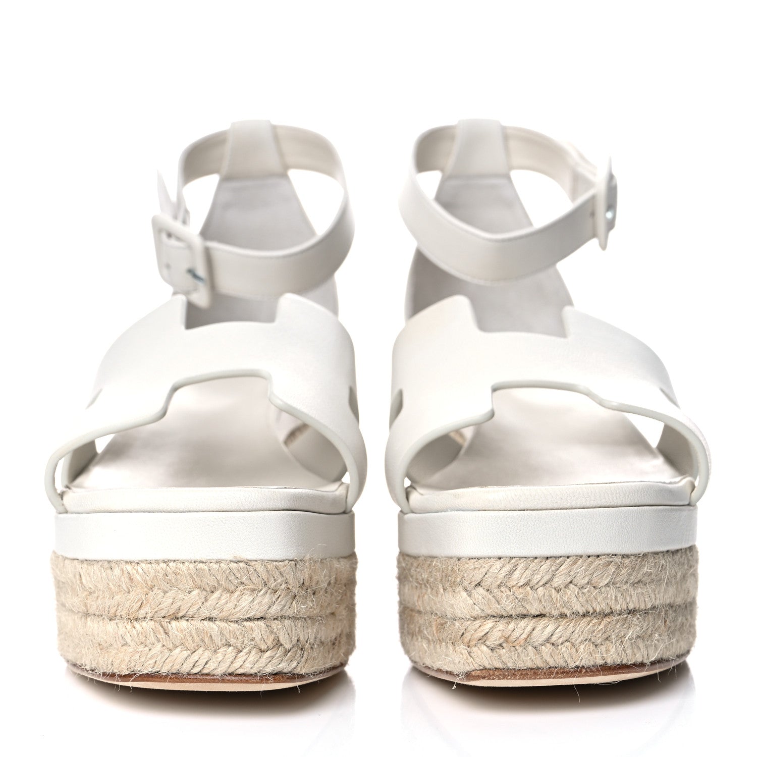 Hermes Goatskin Elda Espadrille Wedge Sandals 40 White 2 of 9