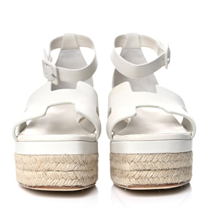 Hermes Goatskin Elda Espadrille Wedge Sandals 40 White 2 of 9