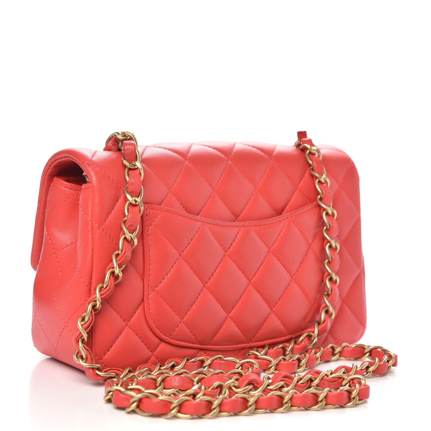 Chanel Lambskin Quilted Mini Rectangular Flap Coral 3 of 13