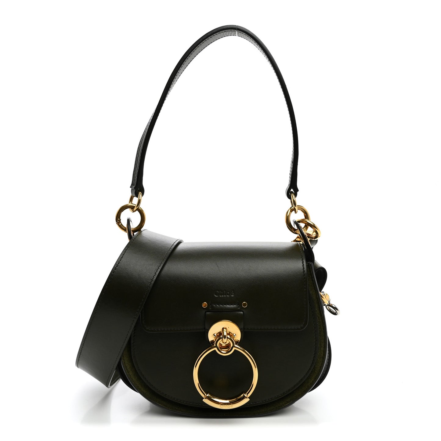 Calfskin Suede Small Tess Bag Deep Forest