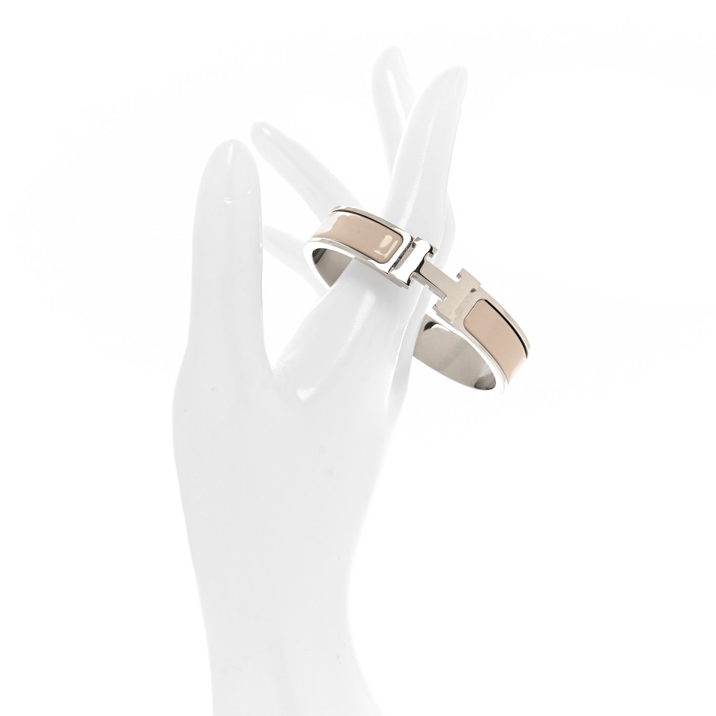 Enamel Narrow Clic Clac H Bracelet GM Marron Glace