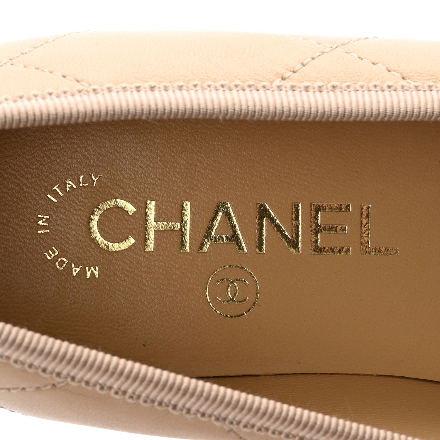 Chanel Lambskin Quilted CC Cambon Ballet Flats 37 Beige Black 8 of 10
