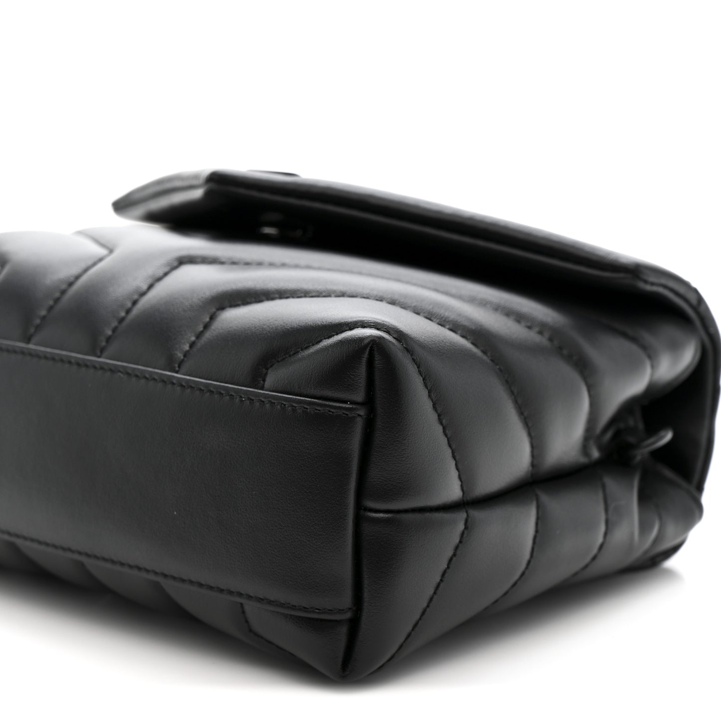 Calfskin Y Quilted Monogram Monochrome Toy Loulou Crossbody Bag Black