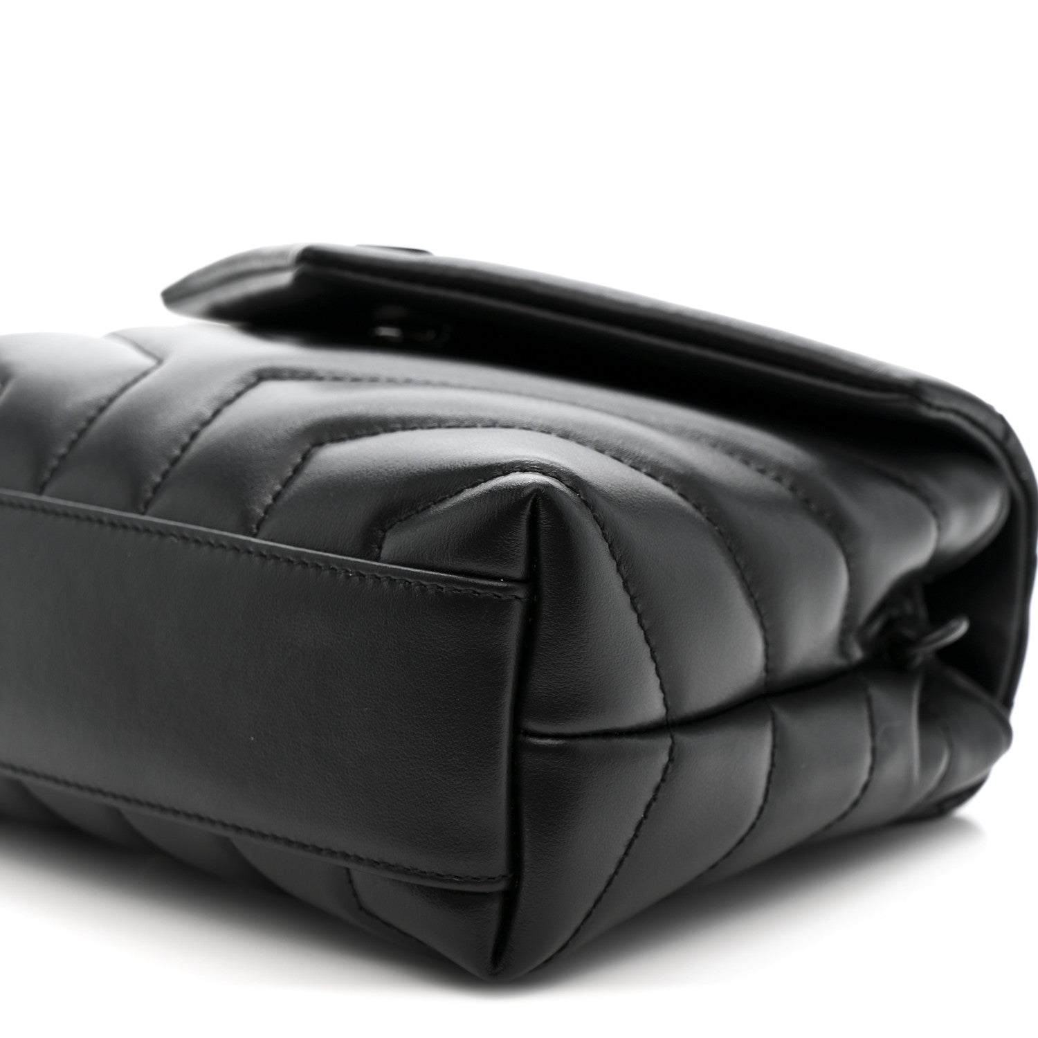 Saint Laurent Calfskin Y Quilted Monogram Monochrome Toy Loulou Crossbody Bag Black 11 of 12