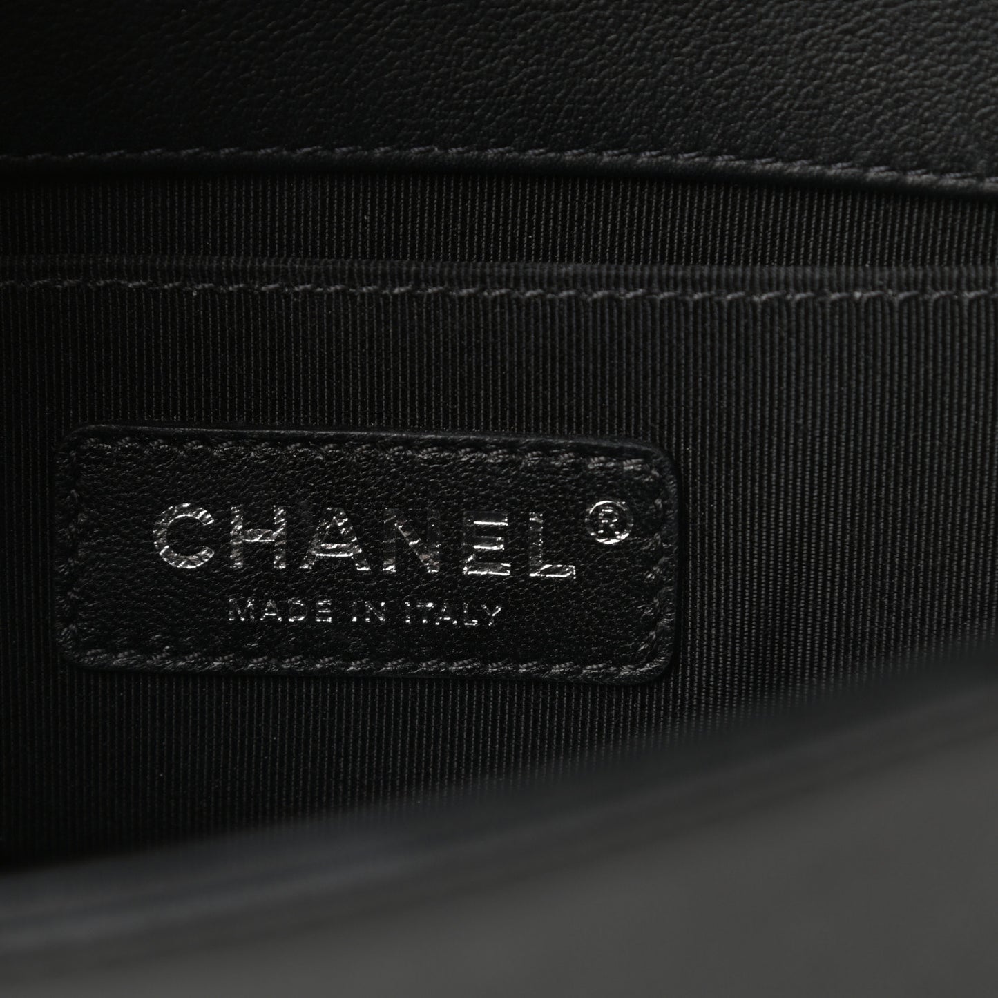 Calfskin Quilted Small Boy Flap Black
