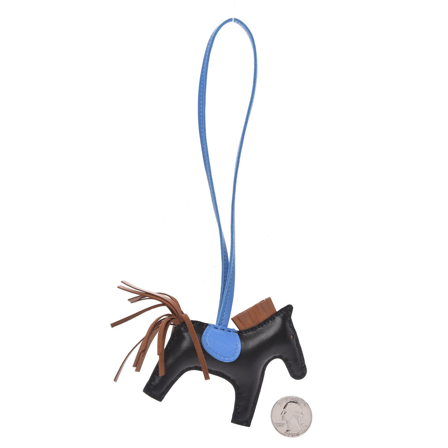 Hermes Milo Lambskin Grigri Rodeo Horse Bag Charm PM Black Gold Bleu Zanzibar 2 of 4