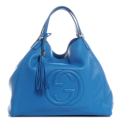 Gucci Pebbled Calfskin Large Soho Shoulder Bag Riviera Blue 1 of 8