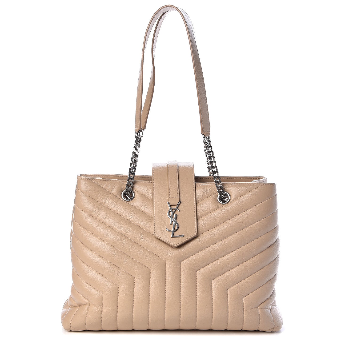 Saint Laurent Calfskin Y Quilted Monogram Large Loulou Shopper Nude Powder 1 of 12