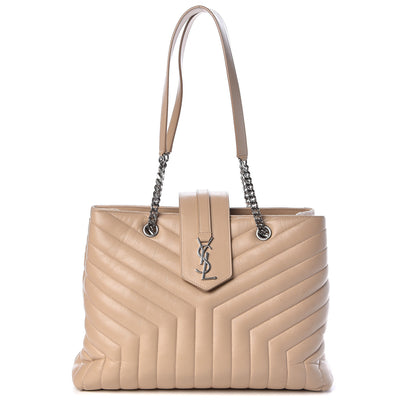 Saint Laurent Calfskin Y Quilted Monogram Large Loulou Shopper Nude Powder 1 of 12