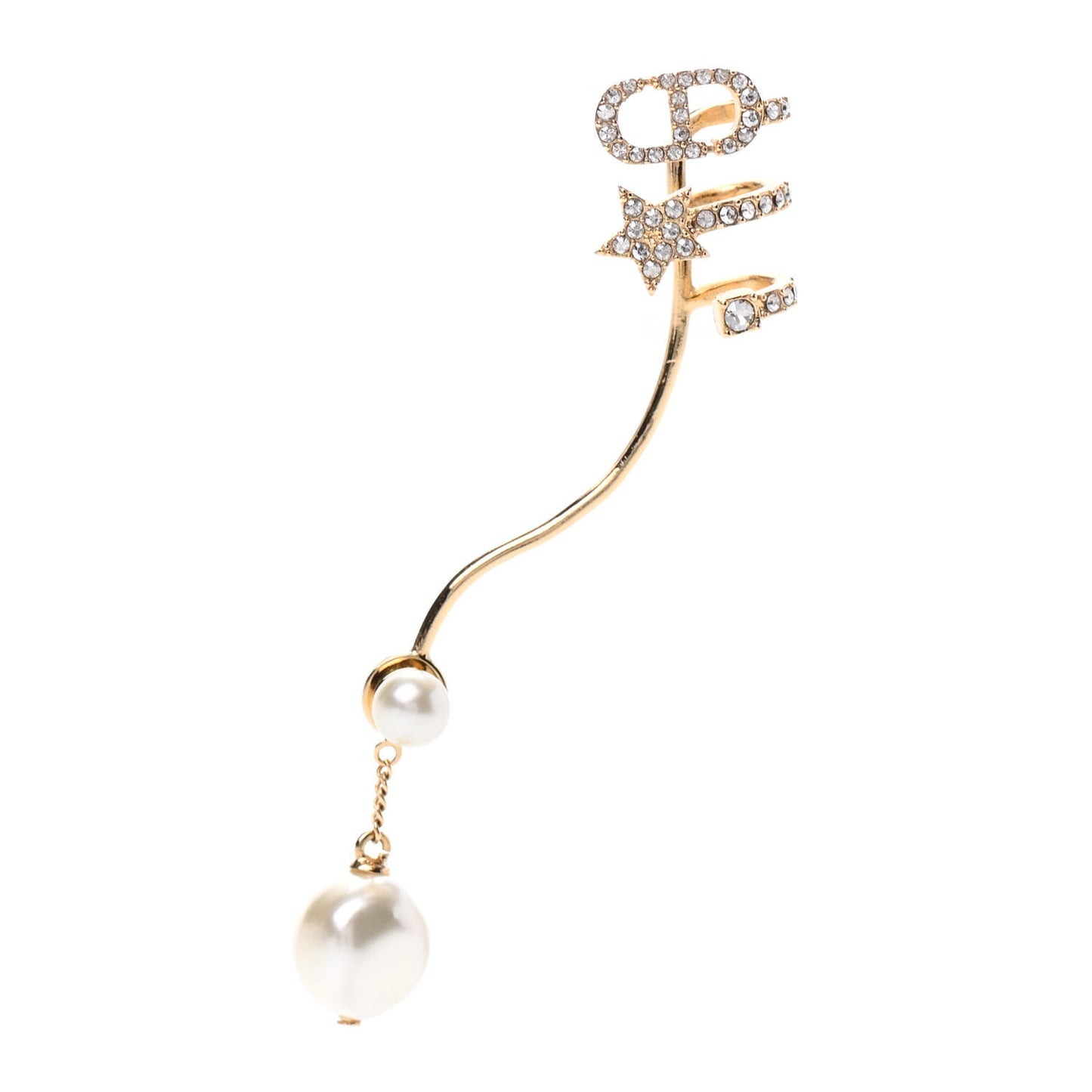 Crystal Pearl Clair D Lune Wrap Around Earring Gold