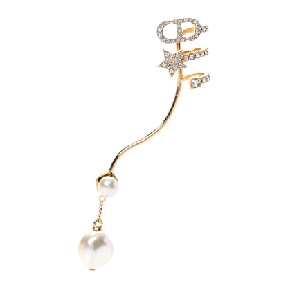 Christian Dior Crystal Pearl Clair D Lune Wrap Around Earring Gold 1 of 5