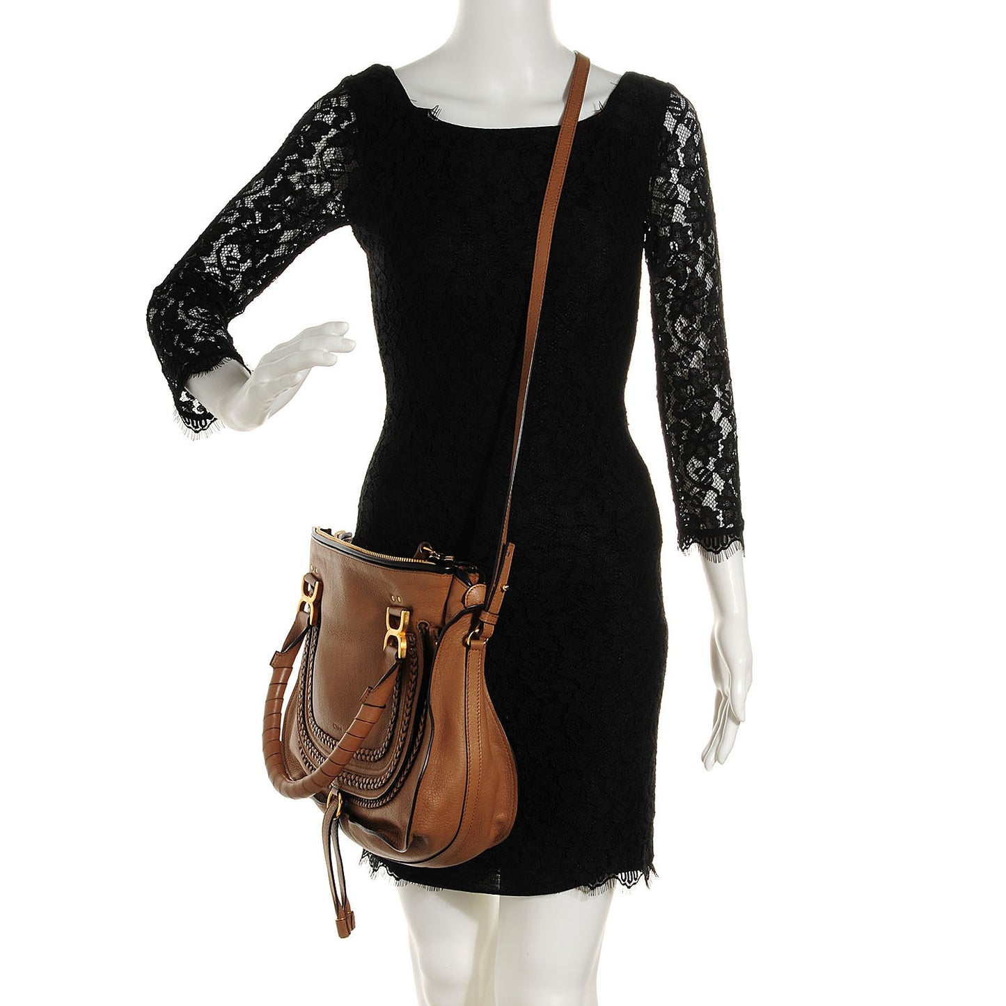 Calfskin Braided Medium Marcie Satchel Nut