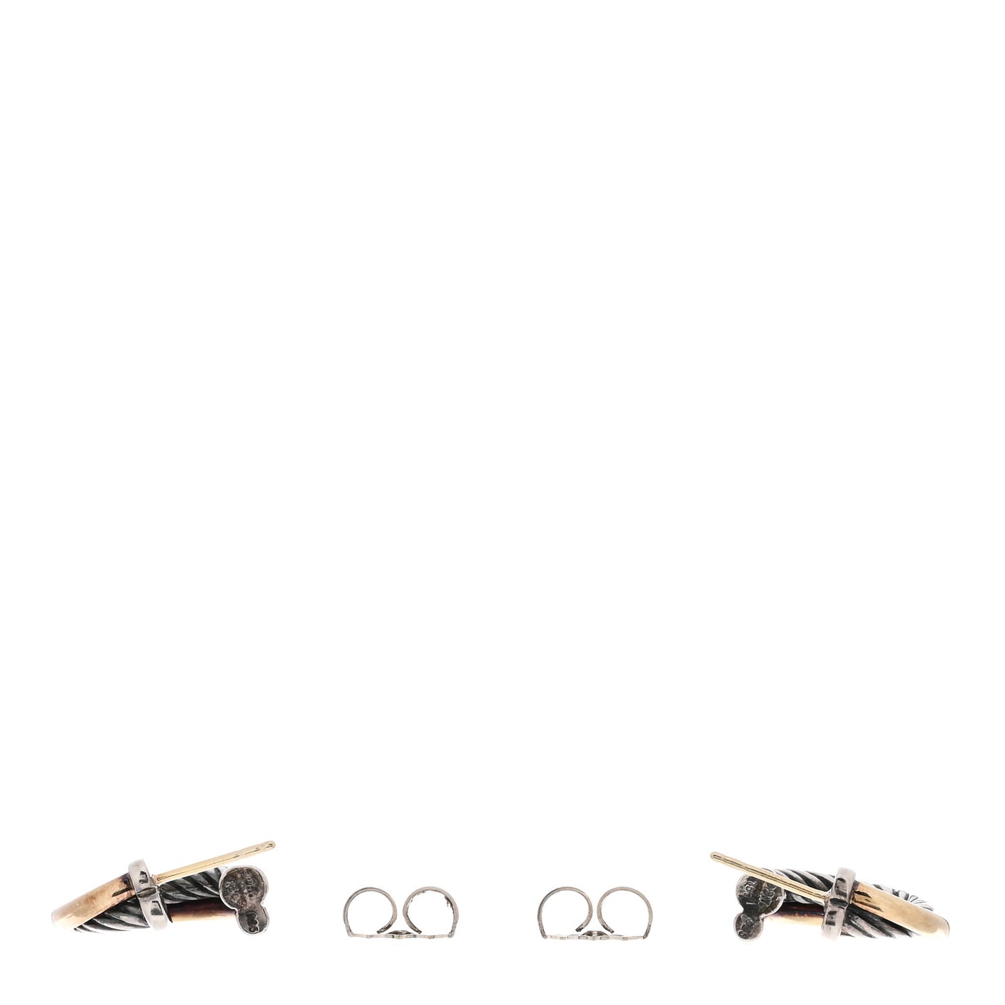 Sterling Silver 18K Yellow Gold 17mm Crossover Cable Hoop Earrings