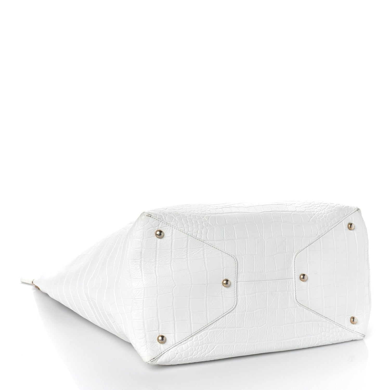 Chanel Calfskin Crocodile Embossed Large Cocodile Shopping Tote White 4 of 9