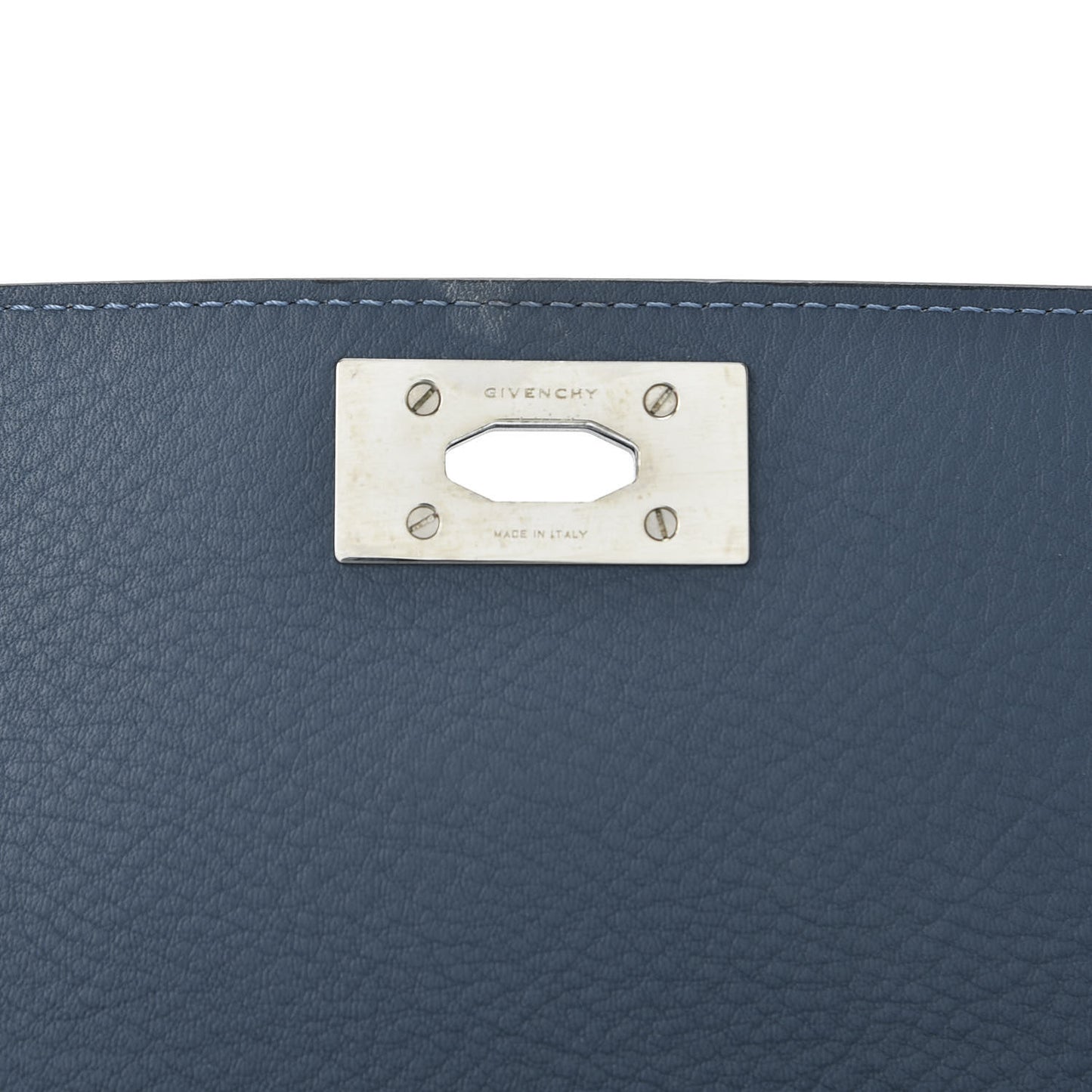 Grained Calfskin Shark Lock Long Flap Wallet Prussian Blue