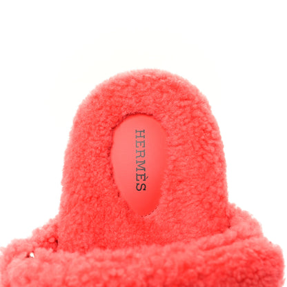 Hermes Woolskin Womens Chypre Sandals 38 Rose Du Desert 7 of 9