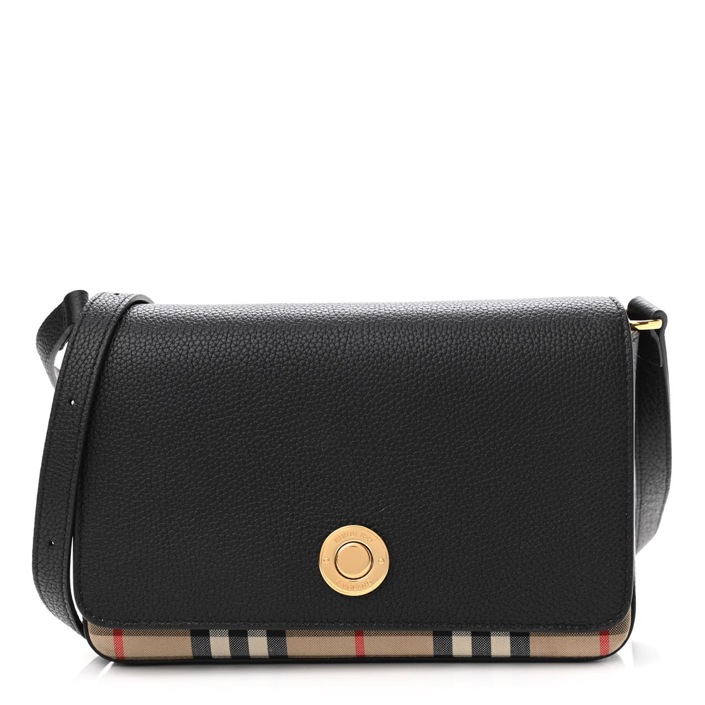 Grainy Calfskin Vintage Check Hampshire Crossbody Black