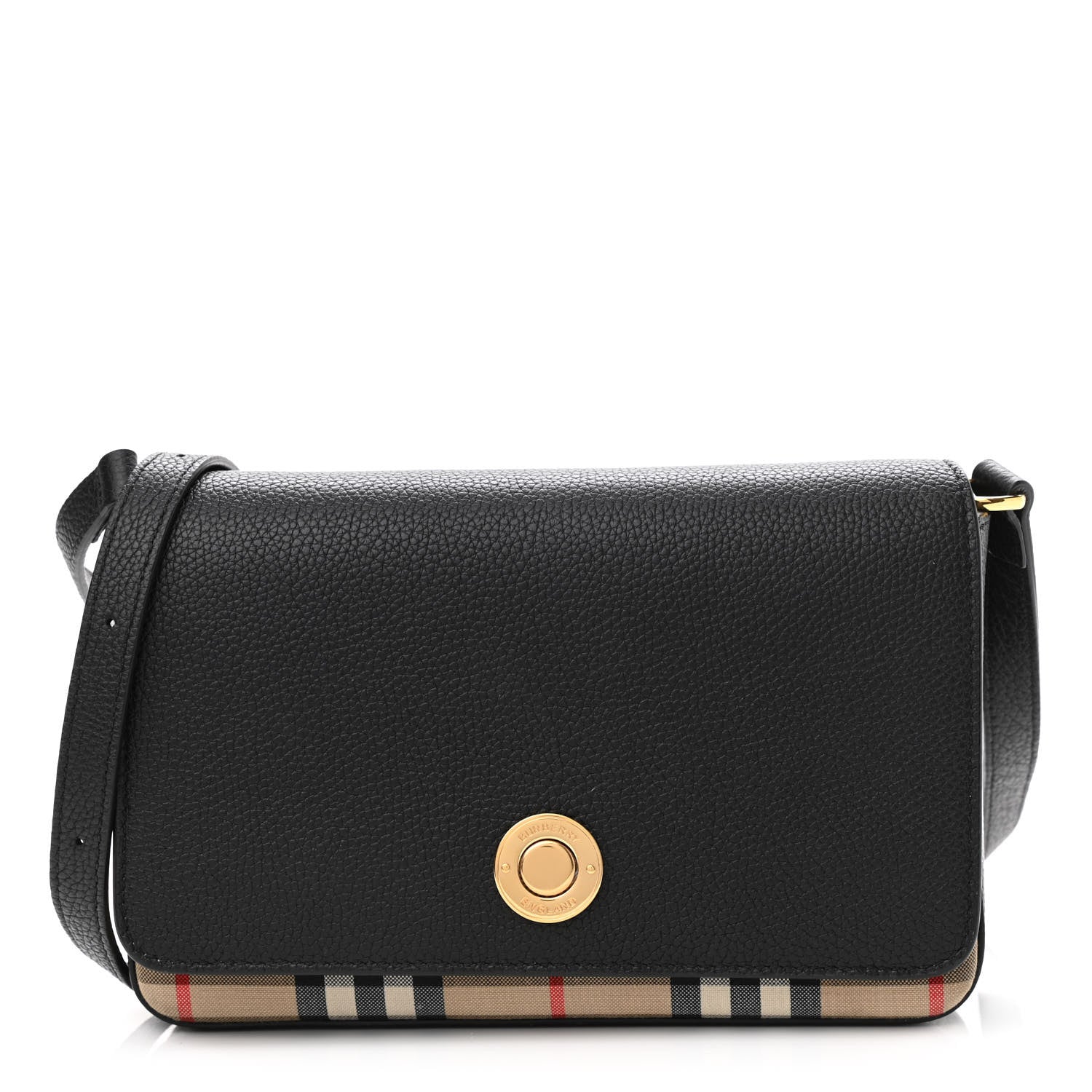 Burberry Grainy Calfskin Vintage Check Hampshire Crossbody Black 1 of 9