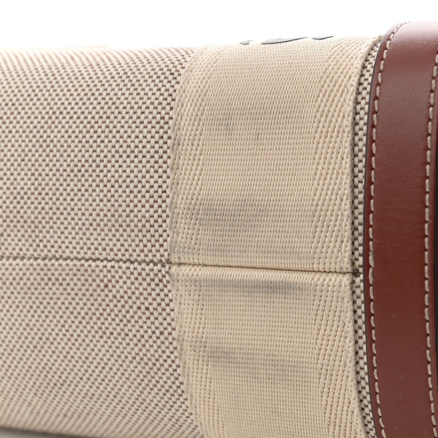 Chloe Linen Calfskin Medium Woody Ribbon Tote White Brown 11 of 12