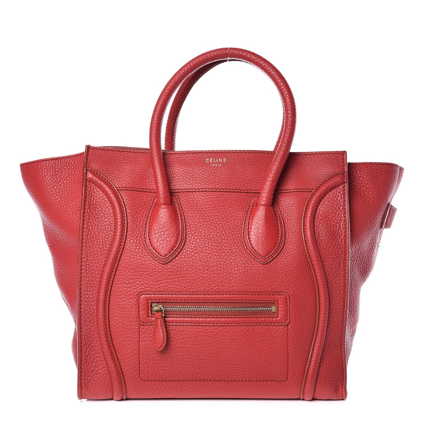 Drummed Calfskin Mini Luggage Red