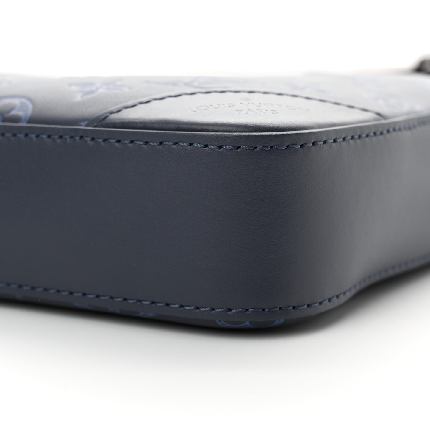 Calfskin Monogram Shadow Duo Messenger Navy Blue