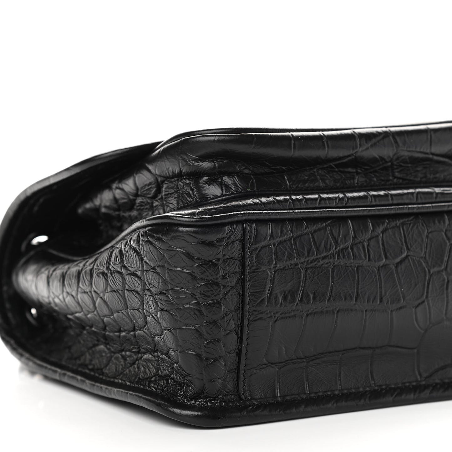 Calfskin Crocodile Embossed Matelasse Monogram Baby Niki Chain Satchel Black