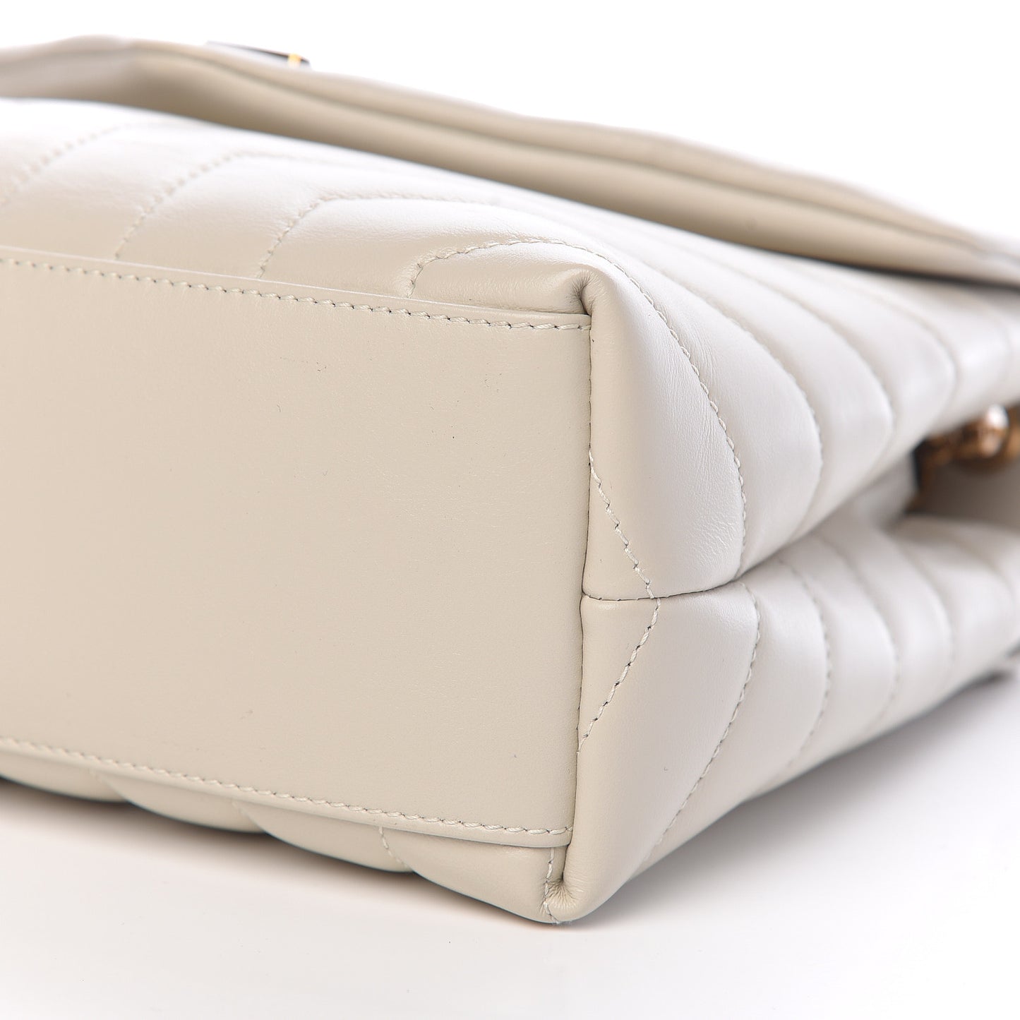 Calfskin Y Quilted Monogram Small Loulou Chain Satchel Ivory