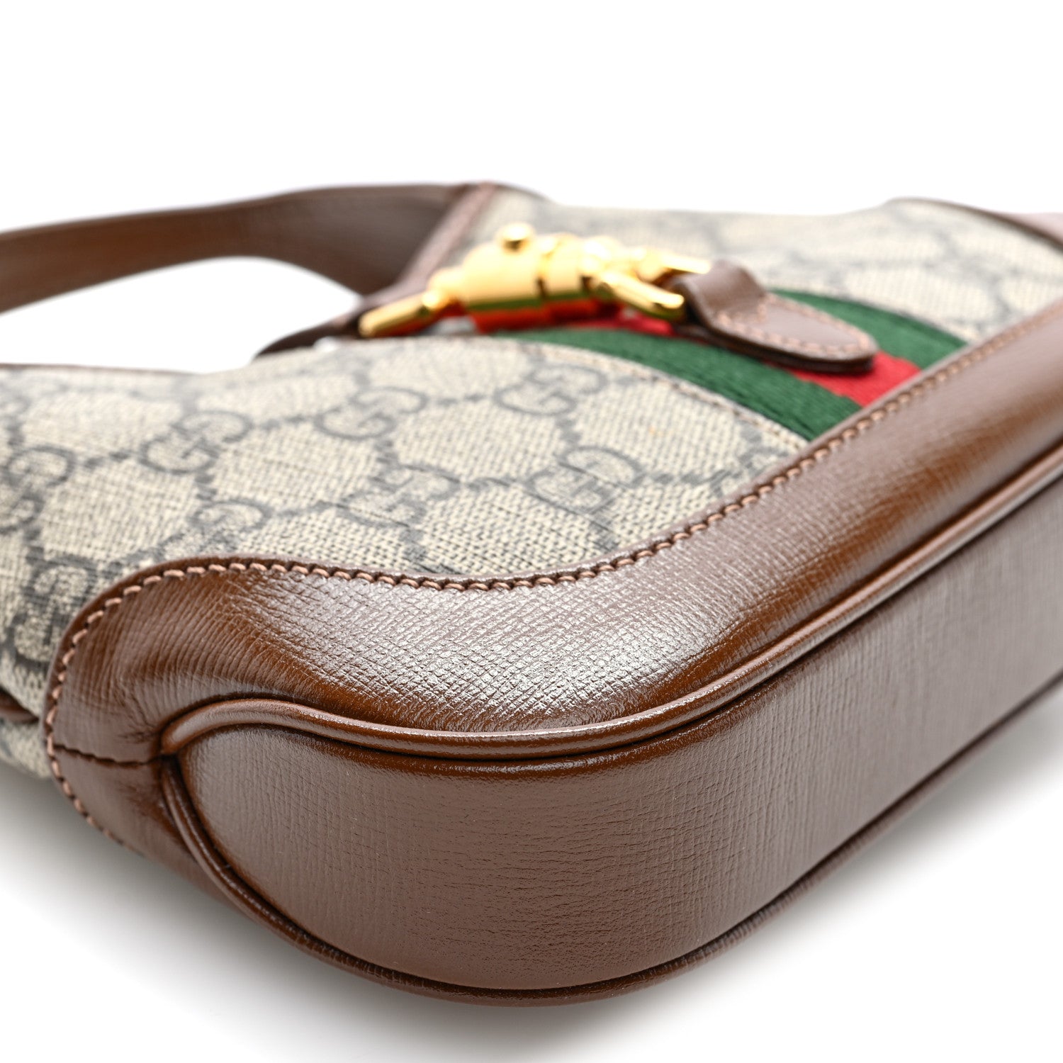 Gucci GG Supreme Monogram Azalea Calfskin Web Mini Jackie 1961 Hobo Beige Ebony Brown Sugar 7 of 8