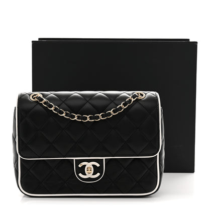 Chanel Lambskin Quilted Resin Graphic Frame Flap Bag Black White 11 of 11