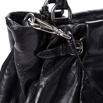 Prada Soft Calfskin Pleated Tote Black 10 of 26