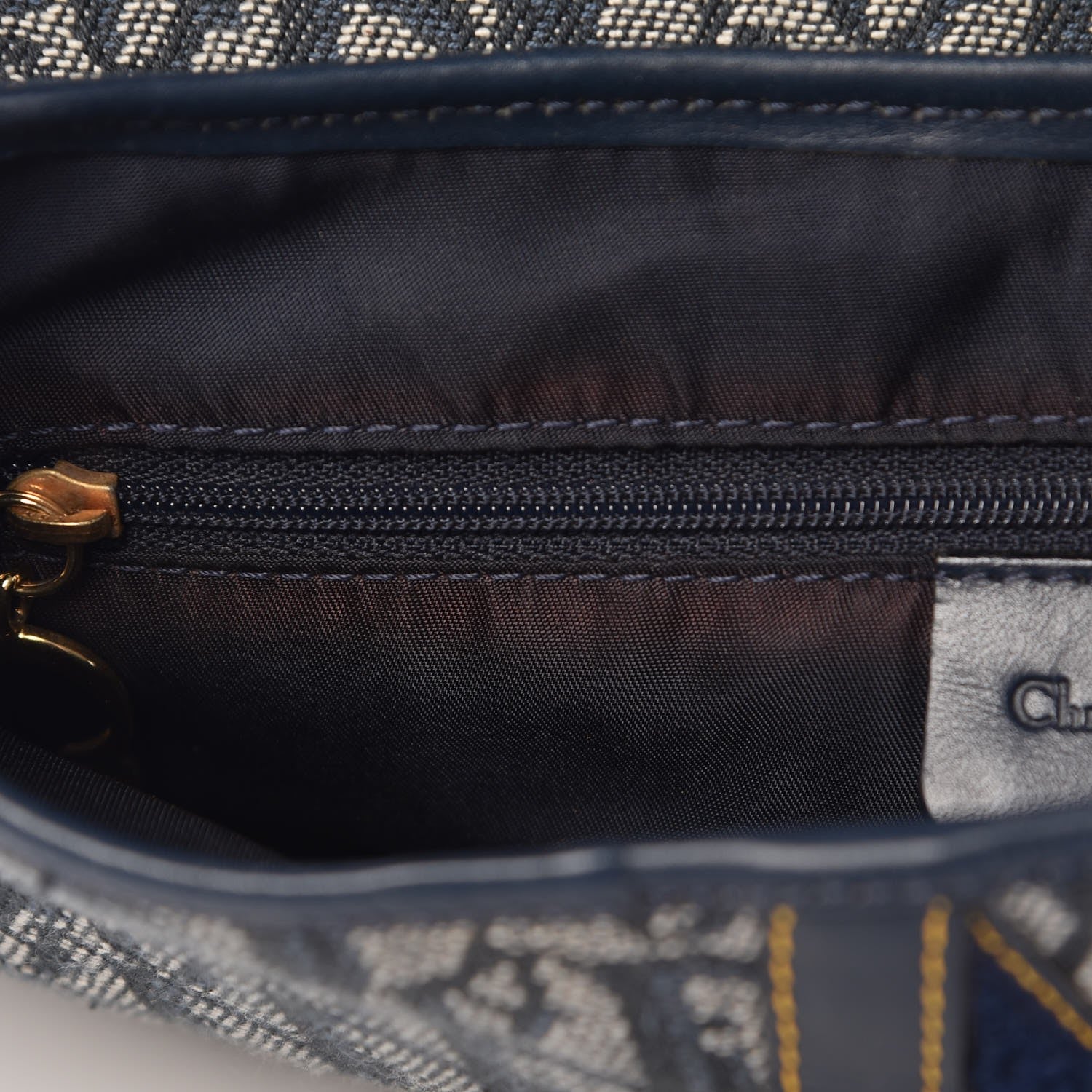 Christian Dior Monogram Double Saddle Bag Navy Blue 8 of 10