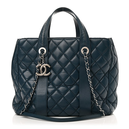 Chanel Lambskin Quilted Easy Carry Shopping Tote Blue 1 of 13