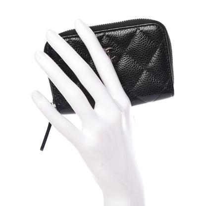 Chanel Caviar Quilted Zip Card Holder Black 2 of 8