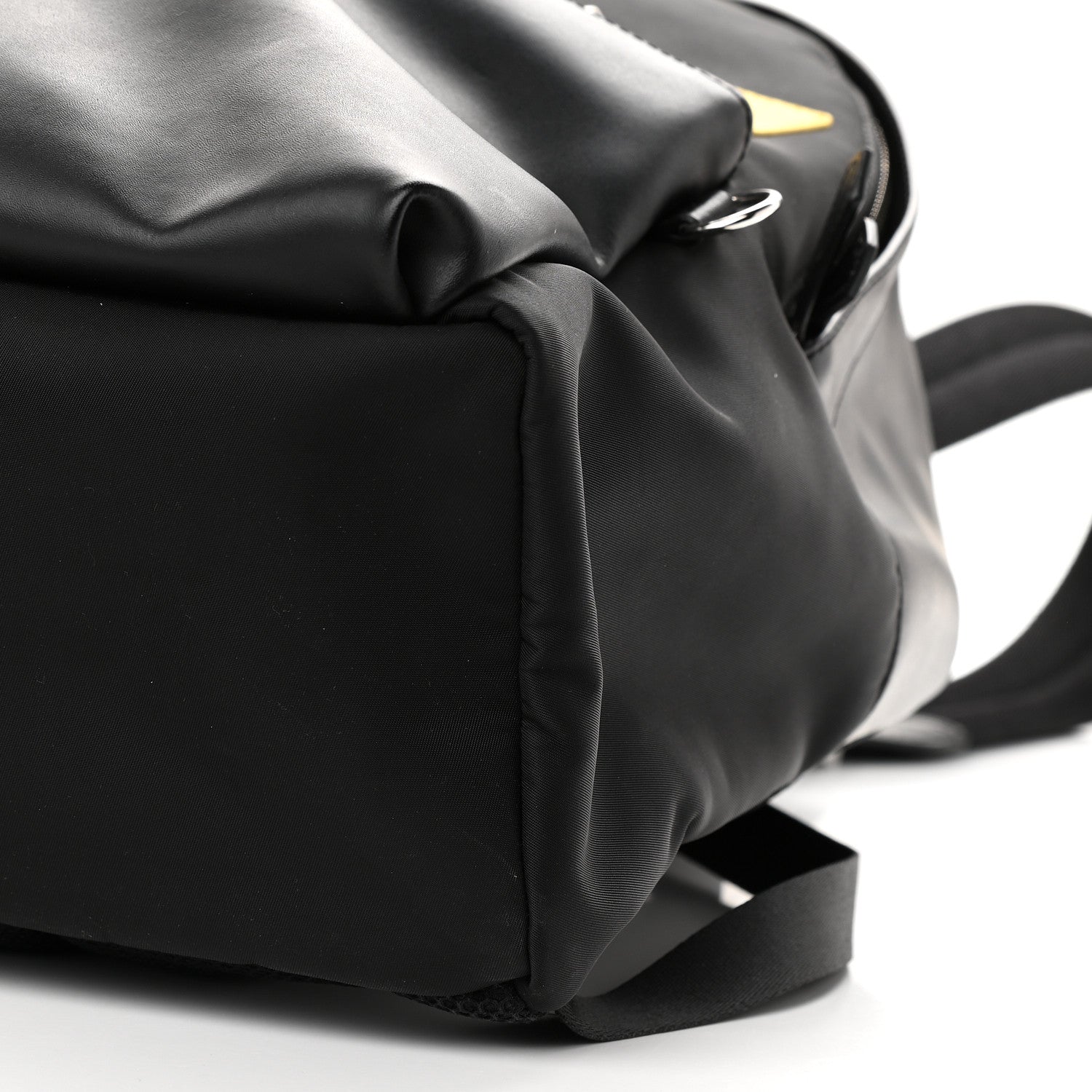 Fendi Nylon Vitello Liberty Vitello Dolce Monster Eyes Rounded Backpack Black Sunflower 12 of 12