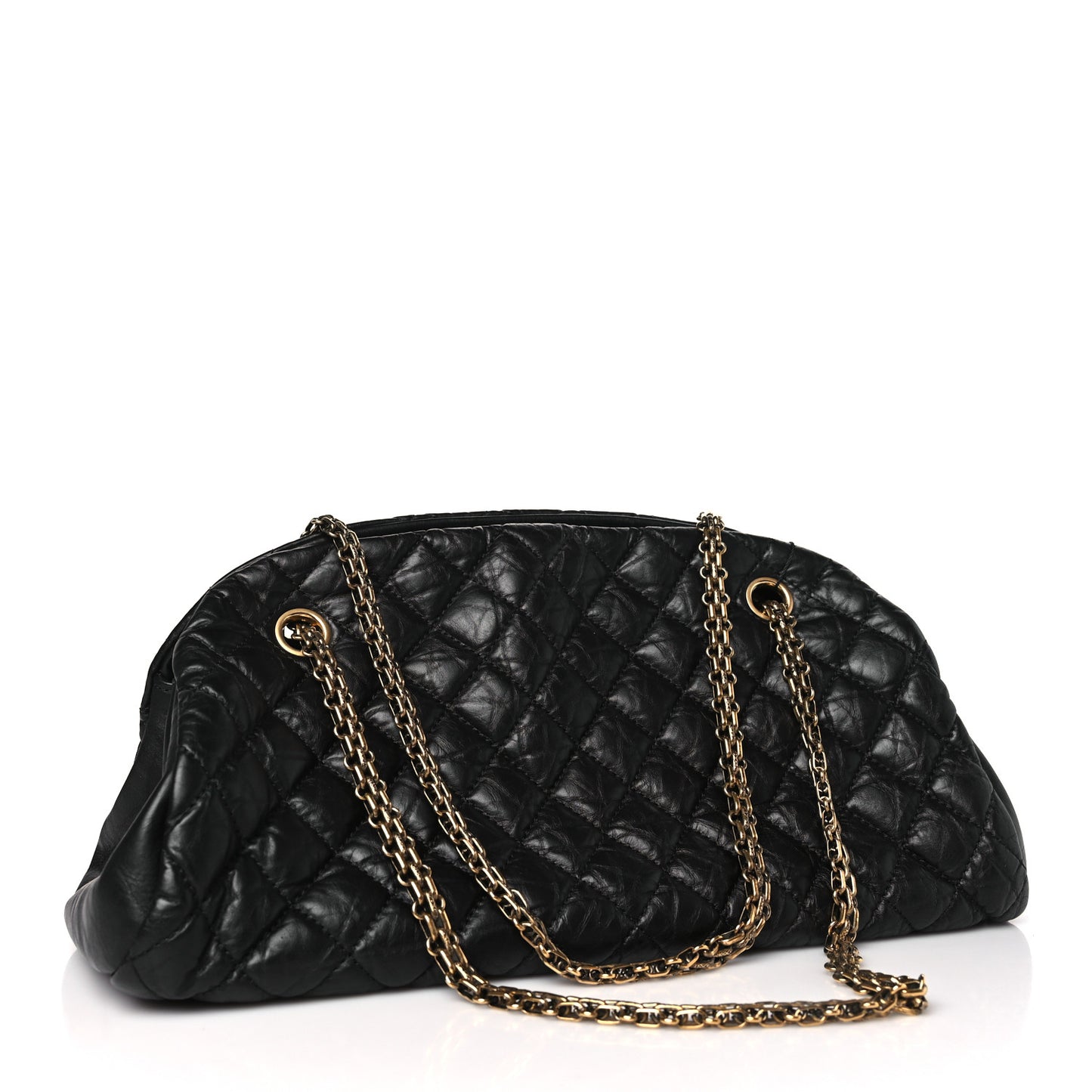 Aged Calfskin Quilted Medium Just Mademoiselle Black