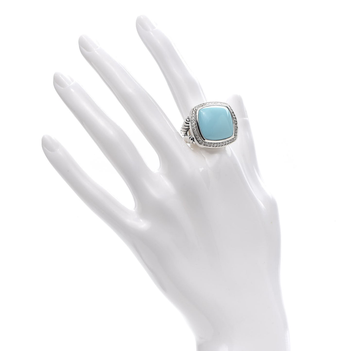 Sterling Silver Diamond Reconstituted Turquoise 17mm Albion Ring 57 8