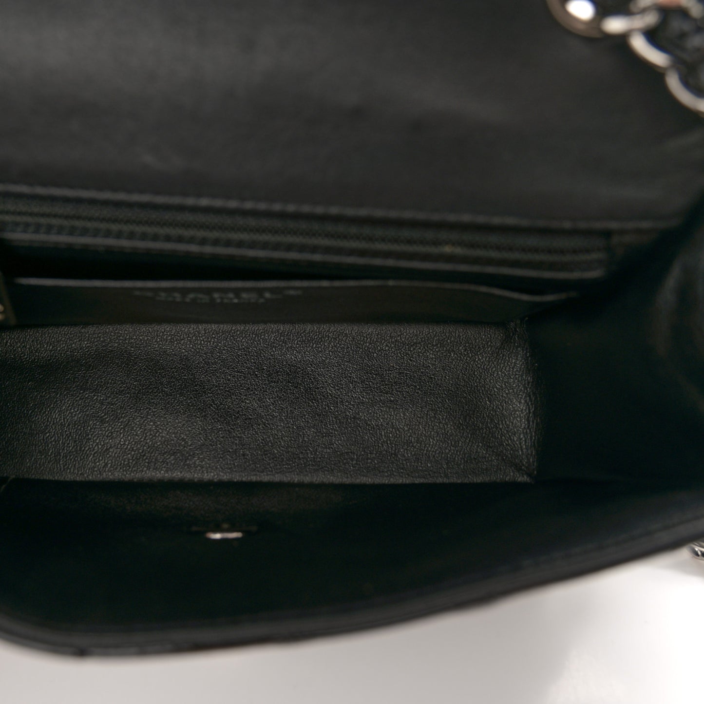 Patent Calfskin Quilted Mini Rectangular Flap Black