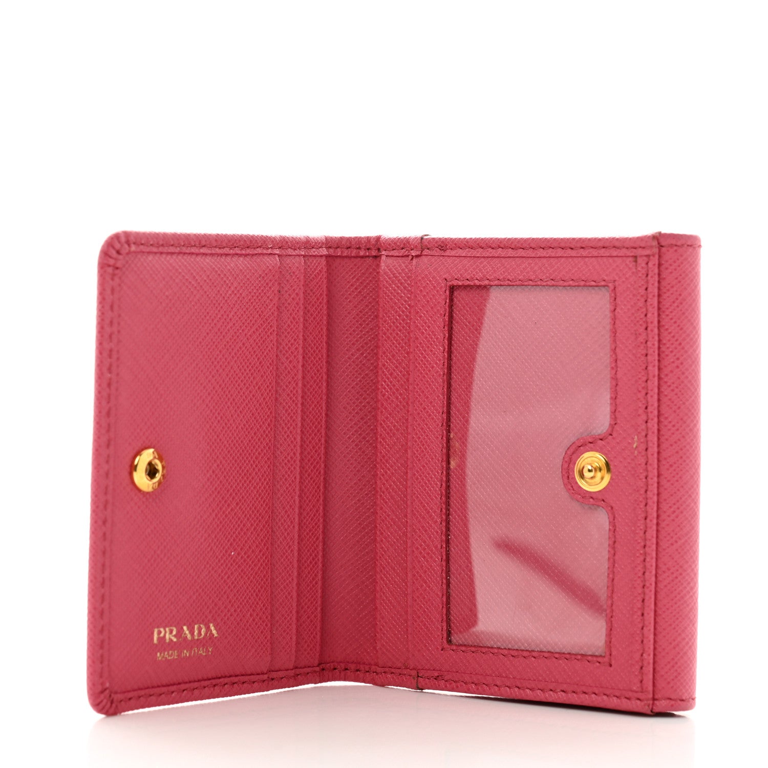 Prada Saffiano Metal Tri-Fold Compact Wallet Peonia 5 of 9