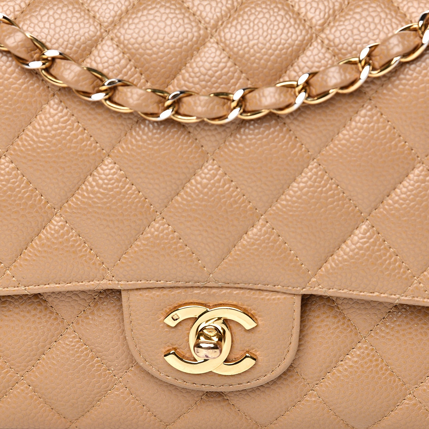 Chanel Caviar Quilted Medium Double Flap Beige 15 of 25