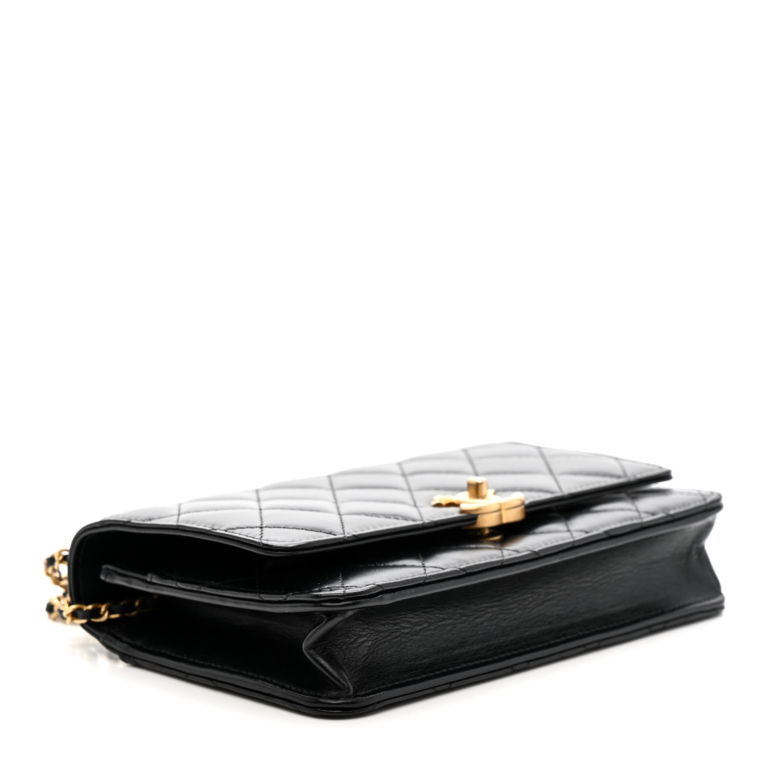 Chanel Calfskin Quilted Perfect Fit Wallet On Chain WOC Black 4 of 12