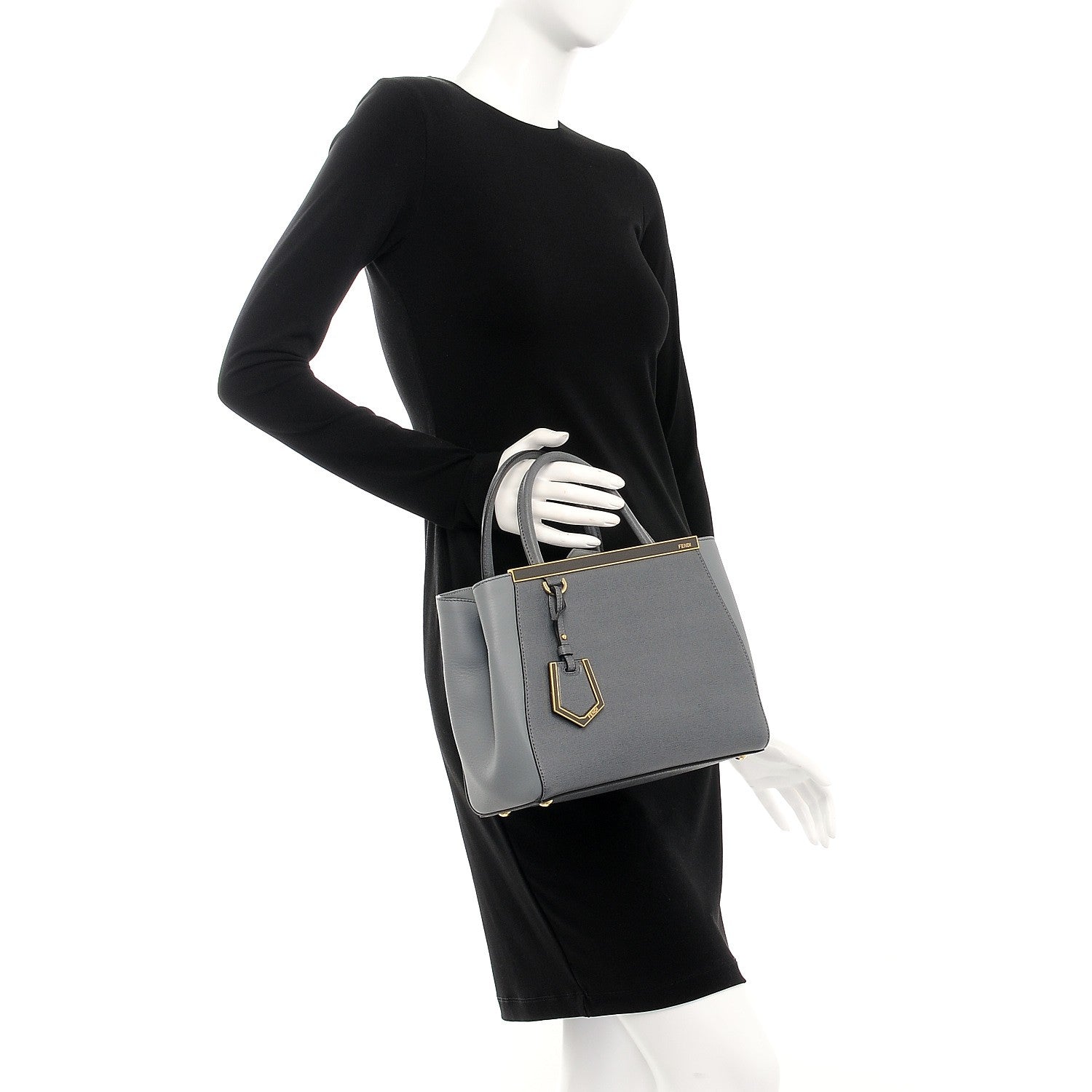 Fendi Vitello Elite Petite 2Jours Tote Grigio Grigio Chiaro 2 of 8