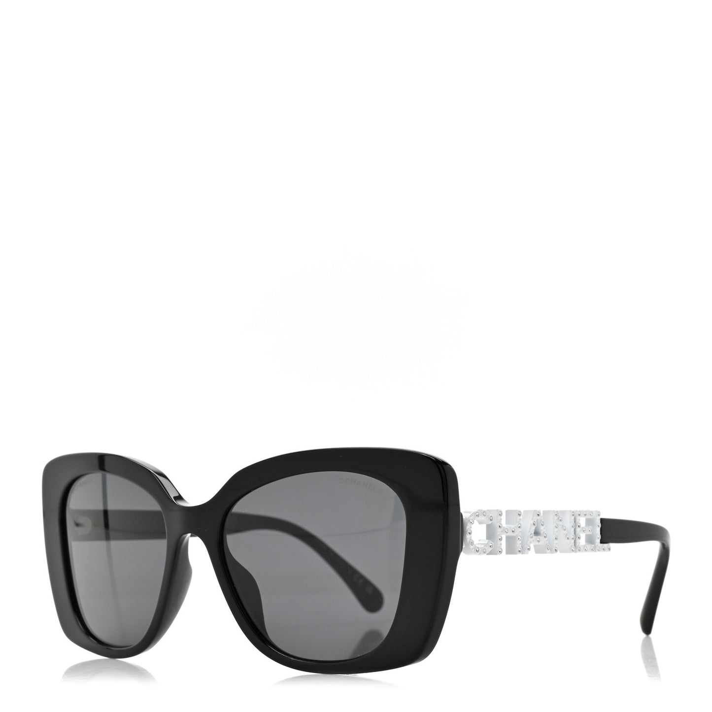 Acetate Strass Square Sunglasses 5422-B-A Black White