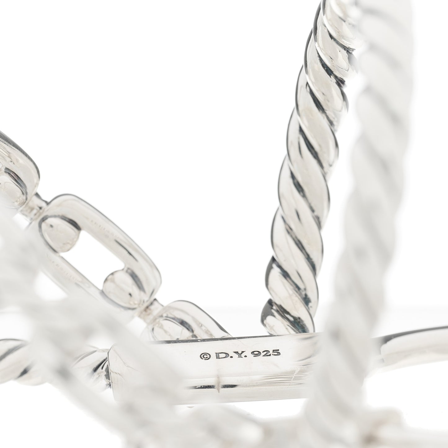 Sterling Silver Diamond Wellesley Link Four-Row Cuff Bracelet