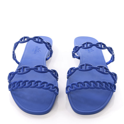 Hermes Rubber Chaine d'Ancre Rivage Sandals 37 Bleu Smalt 5 of 10