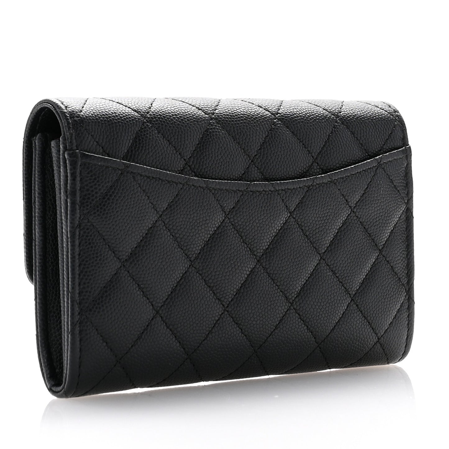 Caviar Quilted Medium Flap Wallet Black