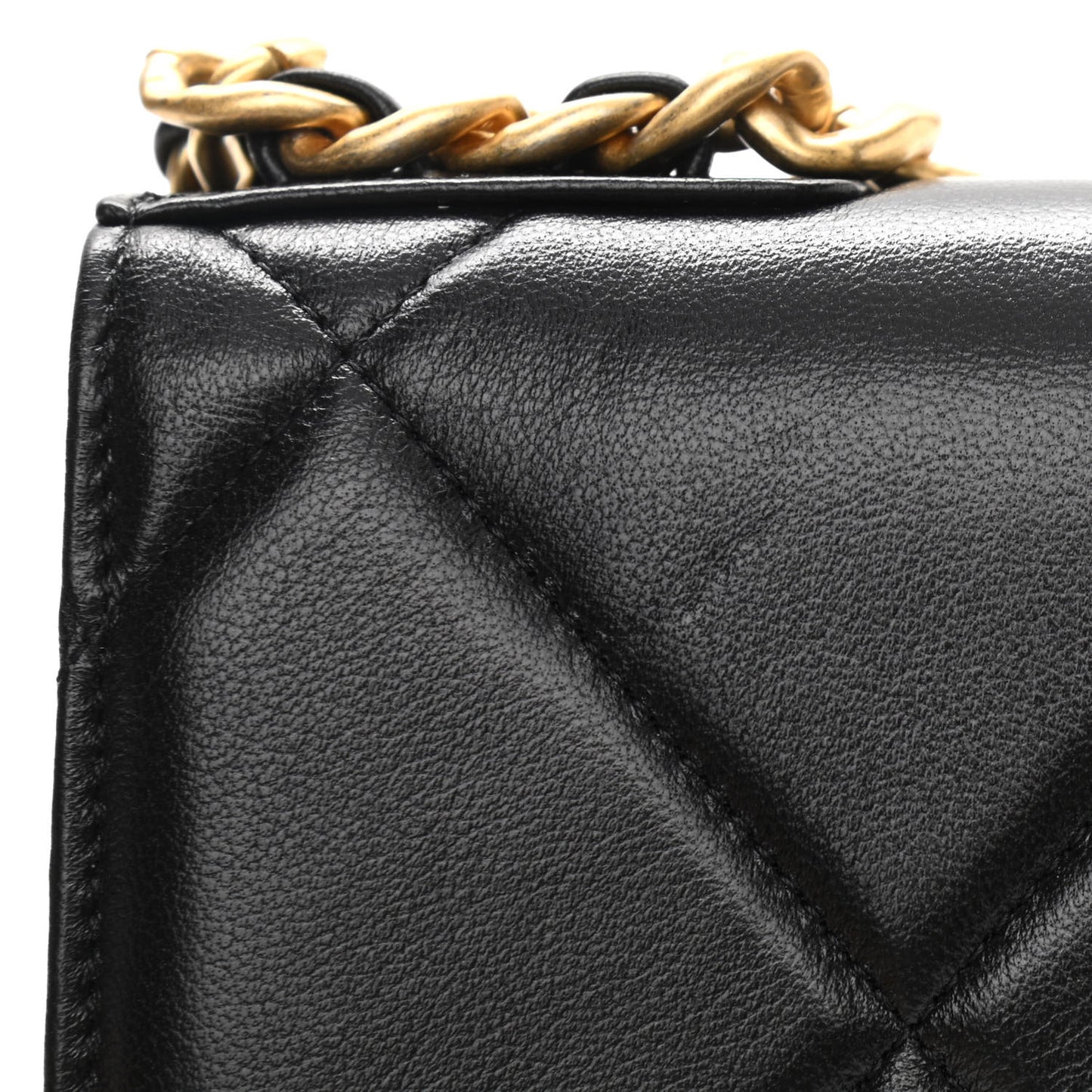 Lambskin Quilted Chanel 19 Wallet On Chain WOC Black