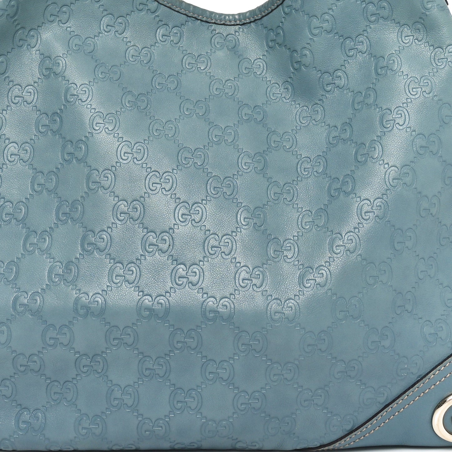 Guccissima Medium New Britt Hobo Blue